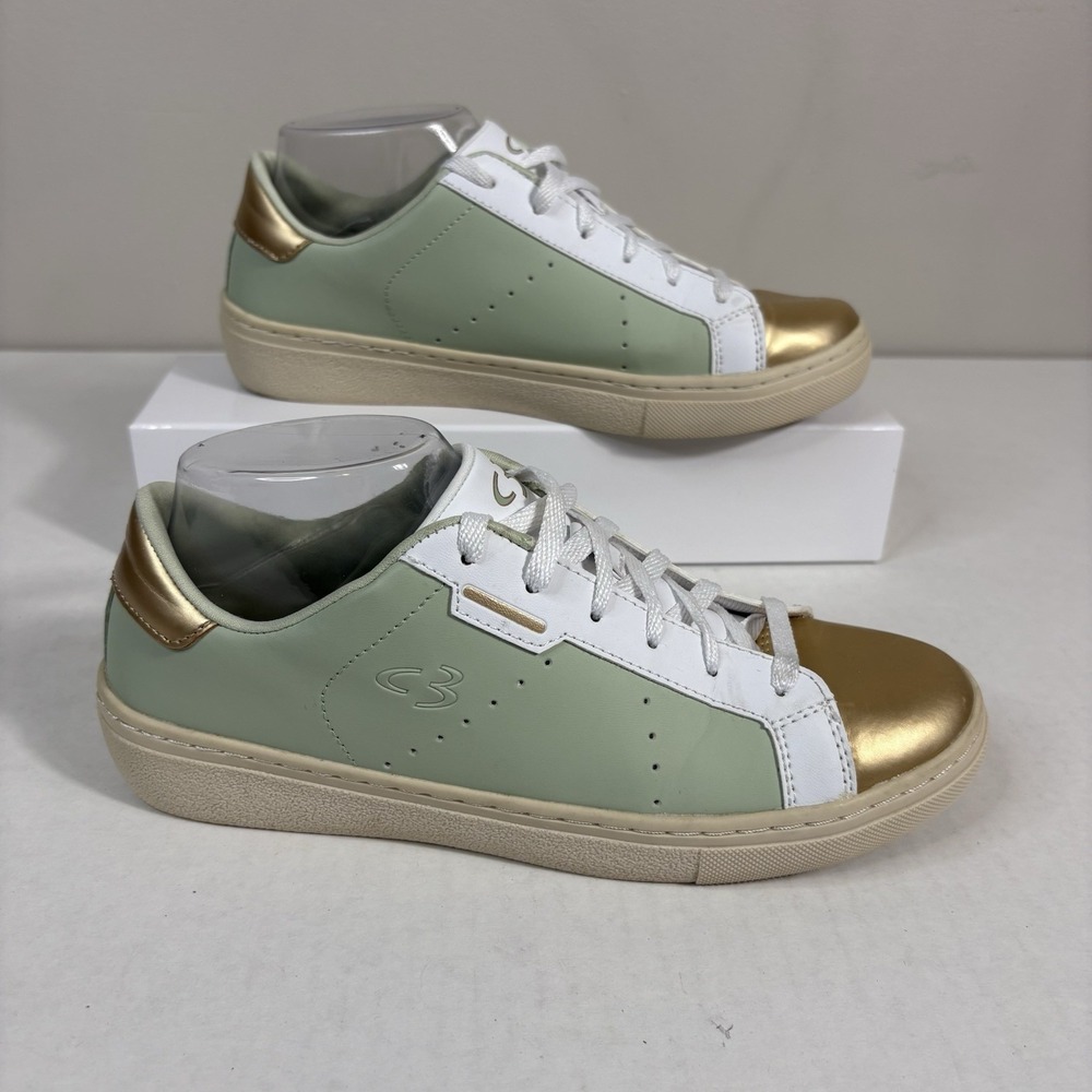 Skechers Women's Sz 7.5 Next Big Shine Concept 3 Green/Gold/White Shoes